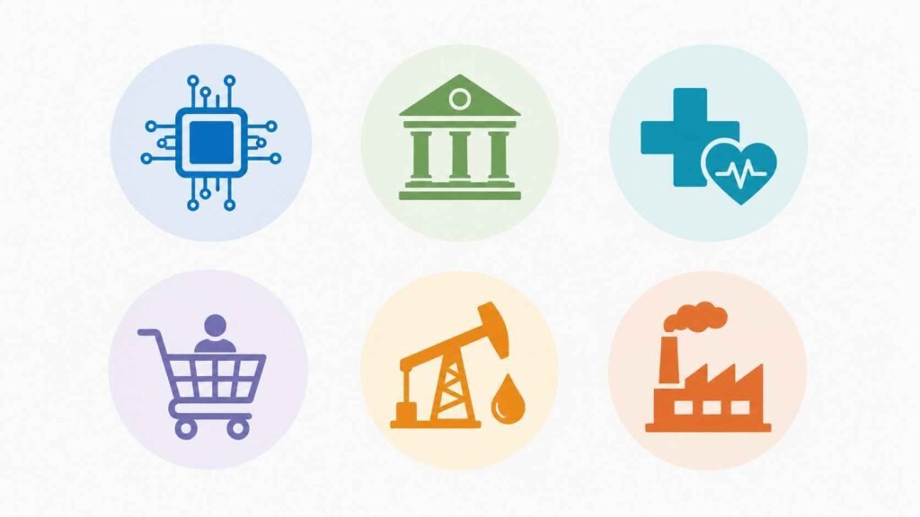 S&P 500 key sectors including technology financials healthcare consumer energy and industrials