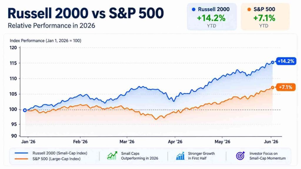 Russell 2000 vs S&P 500 relative performance comparison in 2026 showing small-cap outperformance